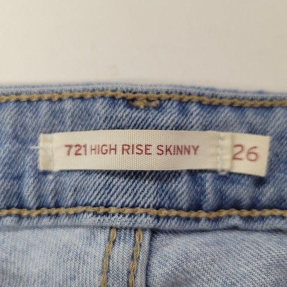 Levis Jeans Womens 721 High Rise Skinny Size 26 Light Blue 5-Pocket Stretch - Picture 3 of 14